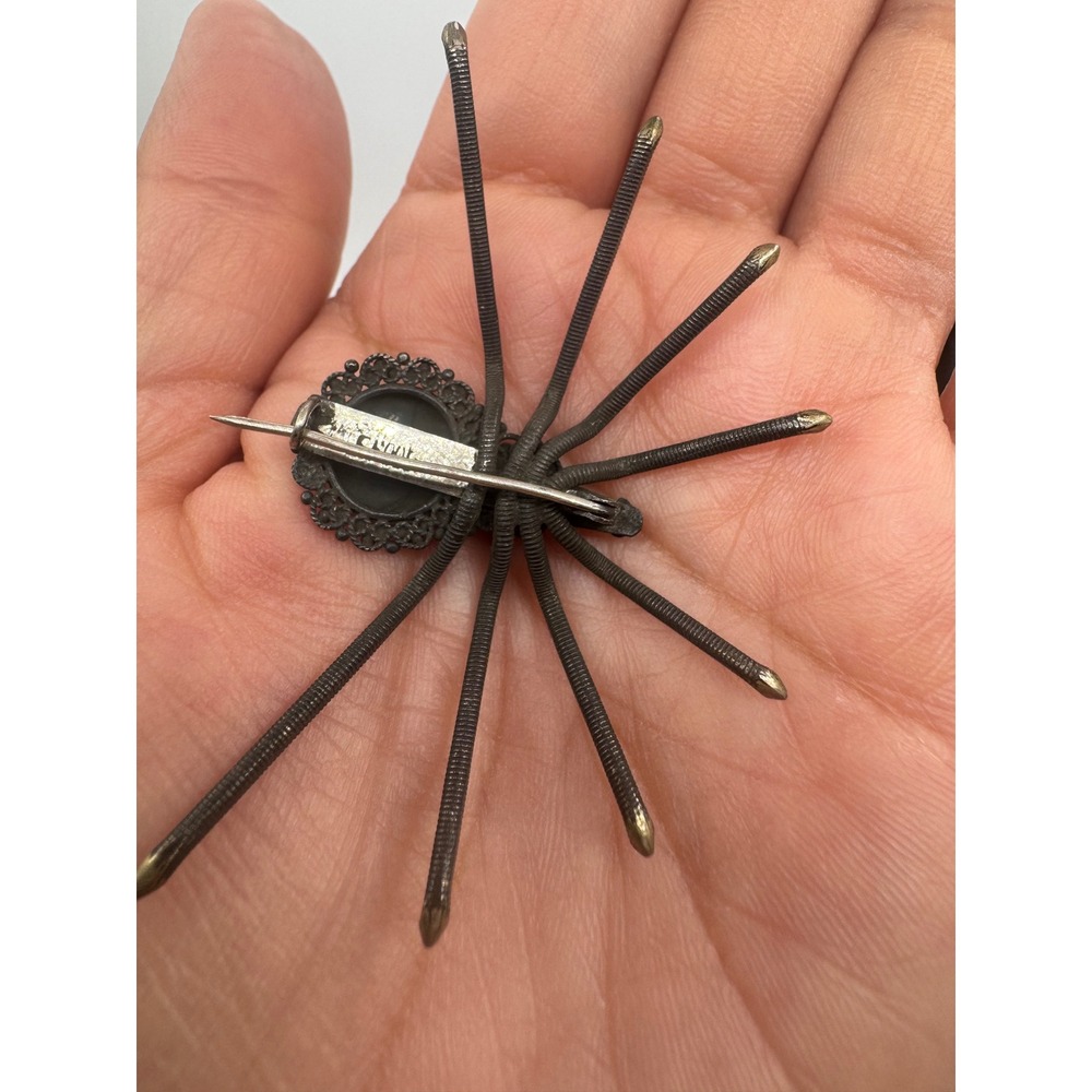 Vintage Spider Brooch Sterling Silver Insect Textured Coiled Pin Gothic Victoria - Picture 5 of 7